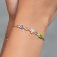 thumbnail image 4 of 925 Silver and 10K Yellow Gold Blue Tanzanite Near Colorless White Moissanite Green Peridot and Lab Grown Diamond Tennis Bracelet for Women By Keren Hanan (1.99 cttw, Adjustable up To 9 inch), 4 of 4