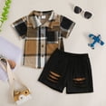 thumbnail image 2 of Akiihool Summer Clothes Toddler Boy Baby Boy Summer Outfit Striped T-shirt Toddler Boy Summer Clothes 6 12 18 Months 2 3 4 5 T Kids Boy Short Set(Black,9-12 Months), 2 of 3