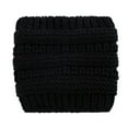 thumbnail image 4 of ruhuadgb Fashion Women Winter Ponytail Hole Hair Cap Elastic Woolen Knitted Hat Headwrap, 4 of 7