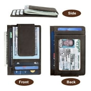 Men's Leather Money Clip, TSV RFID Blocking Wallet, Slim and Magnetic Card Holder, Minimalist Card Case, Coffee