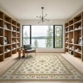 thumbnail image 2 of ODIKA Beige Vintage Trellis Lattice Border Pile Playroom Imitation Non-Slip Chair-Friendly for Dining Room, Basement, Large Office, 2 of 7