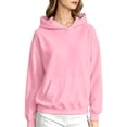 thumbnail image 3 of Trendfront Womens Studded Hoodies Solid Long Sleeve Hooded Sweatshirt Kangaroo Pocket Drop Shoulder Ribbed Casual Pullover Top, 3 of 6