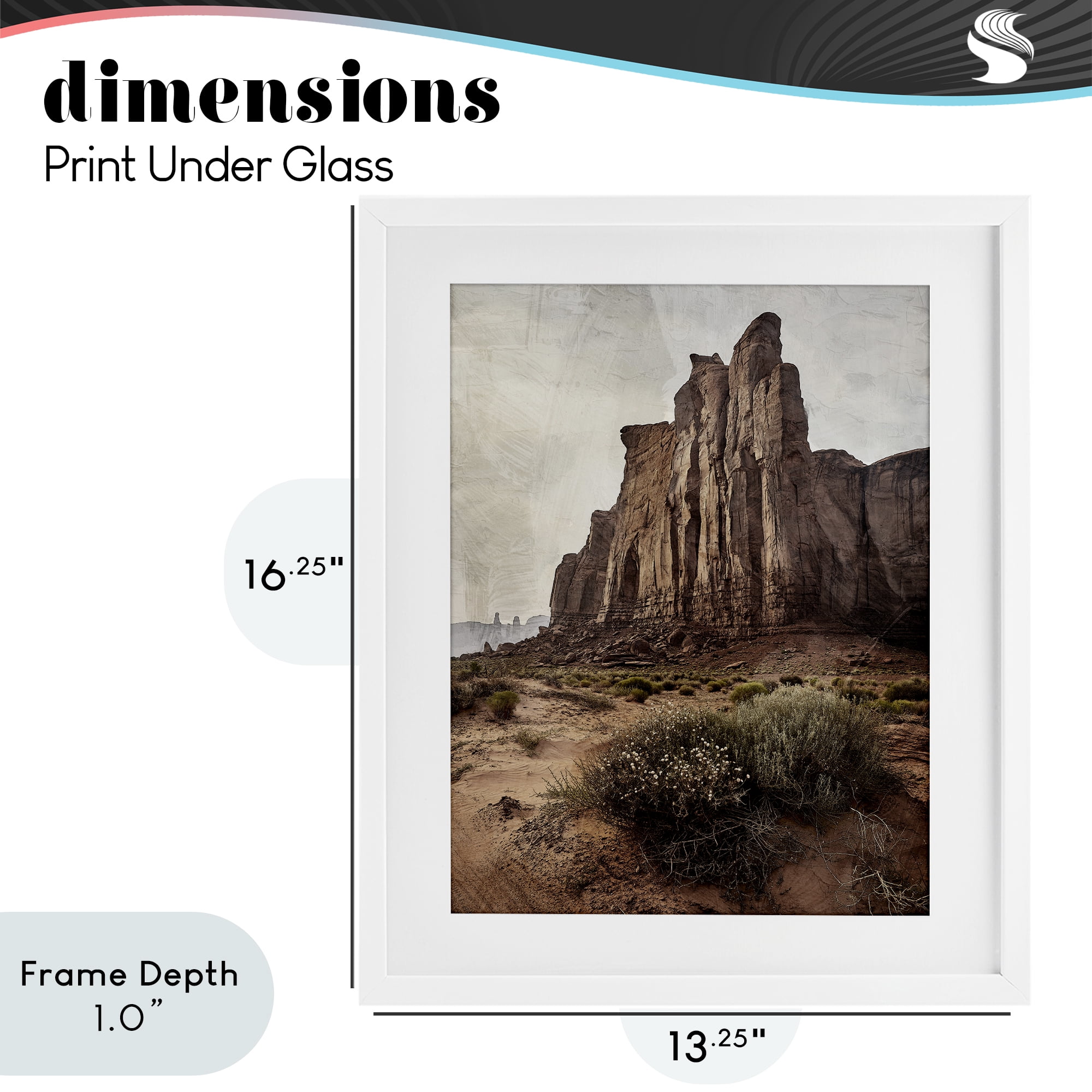 Stupell Industries Desolate Rock View White Framed Print Under Glass, design by Kim Allen