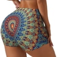 thumbnail image 1 of Balery Round Mandala Pantalones cortos de entrenamiento estampados para mujer, sin costuras, ajustados, para gimnasio, yoga, correr, deportes, ejercicio activo, fitness.-XX-Large, 1 of 8