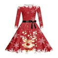 thumbnail image 4 of XEGLSBU Girls Christmas Dress Size 8 Sparkly Style Girls Print Party Dress with Lace up Front Long Sleeves and Back Elastic Zipper for Holiday Festive Pageant Gown Red Size 11-12 Years, 4 of 4