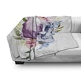 thumbnail image 3 of Skull Soft Flannel Fleece Throw Blanket, Watercolor Abstract Dead Human Head with Floral Details Leaves Buds Flowers Print, Cozy Plush for Indoor and Outdoor Use, 70" x 90", Multicolor, by Ambesonne, 3 of 6