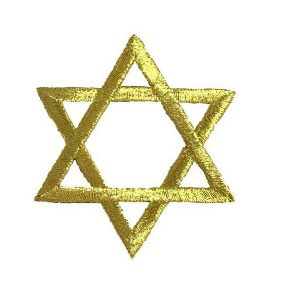 LARGE Hannukah Jewish Star of David GOLD Iron on Embroidered Patch Applique