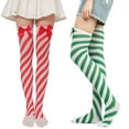thumbnail image 2 of Acahhotxx Striped Stocking, Striped Stockings For Women Christmas Green Bows Socks Over The Knee Long Socks Girls Socks Students, 2 of 3