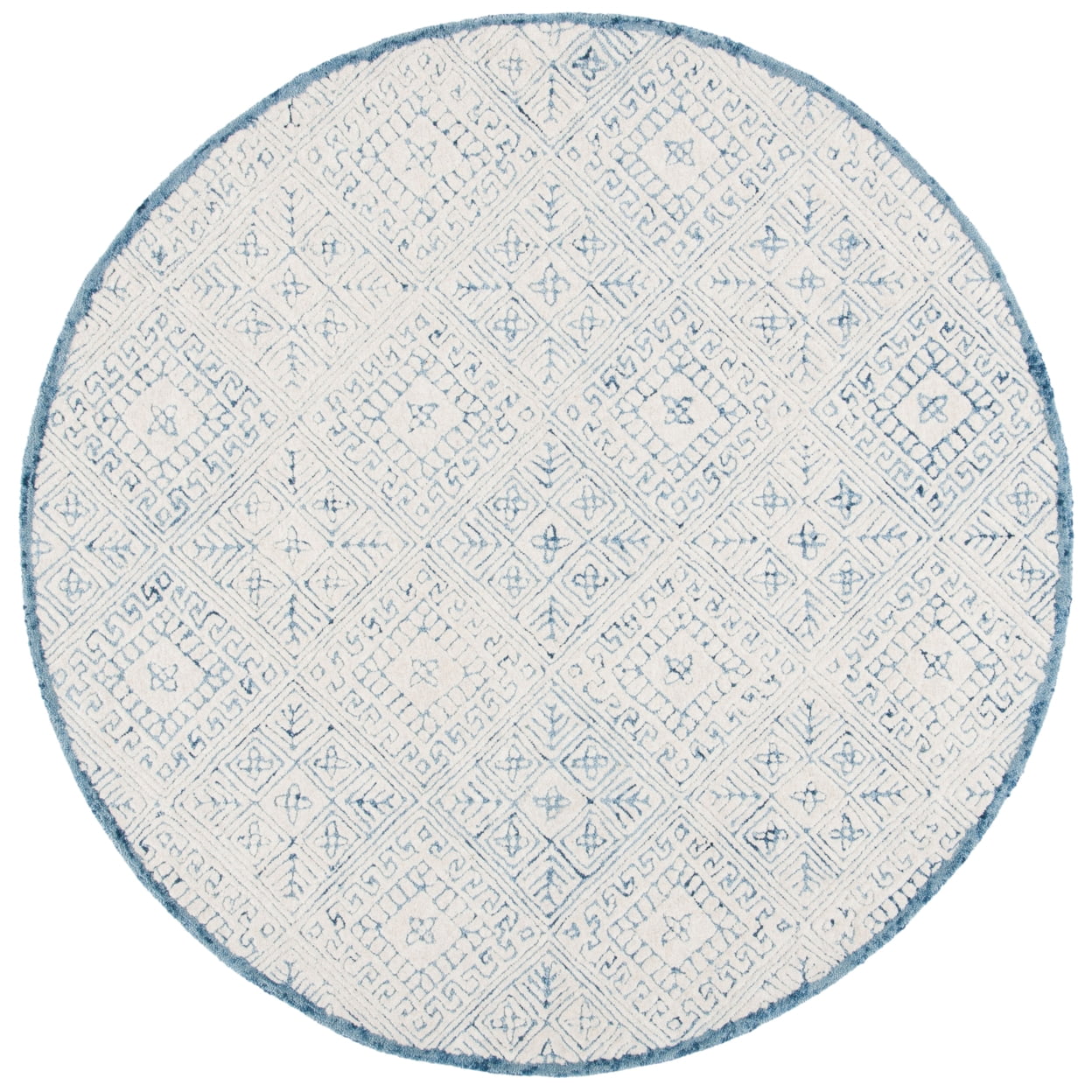 SAFAVIEH Glamour Drummond Geometric Wool Area Rug, Blue/Ivory, 8' x 10'