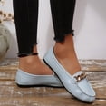 thumbnail image 6 of Dweltoz Women's Leather Loafers Business Casual Comfortable Work Office Flats Lightweight Slip on Retro Dressy Shoes,Blue 40, 6 of 9