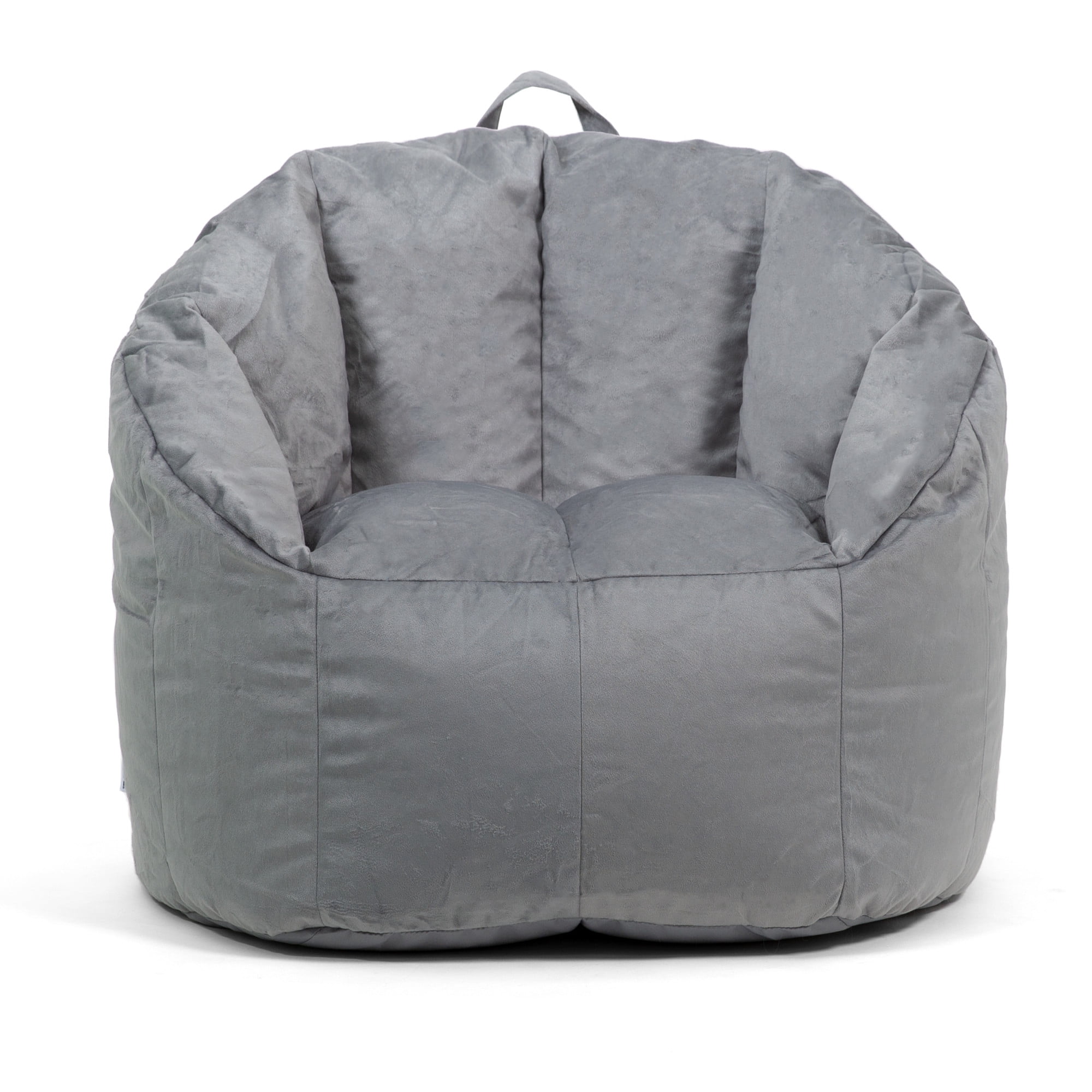 Big Joe Milano Bean Bag Chair for Kids, Teens, Adults, Gray Plush, Ultra-Soft Polyester, Lightweight Seat for Reading Nook and Gaming, 2.5 foot Refillable
