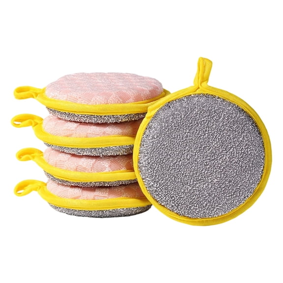 Kilougeis 2026 New 5Pcs Fiber Kitchen Dish Sponge Round Cleaning Scrubber for Efficient Dishwashing Non Scratch & Lint Free Absorbent Sponge for Pots Pans and Stove