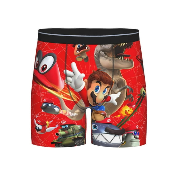 Lsque Mario Pattern Men's Performance Stretch Underwear, Athletic Long Leg Briefs，Moisture-Wicking-XX-Large