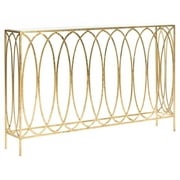 Carina Oval Ringed Console Table in Gold Finish