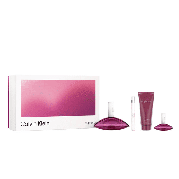 Euphoria By Calvin Klein 4Pcs Gift Set 3.4 oz Edp Spray 3.4oz B/L 0.33oz Mini Spr 0.5oz Mini