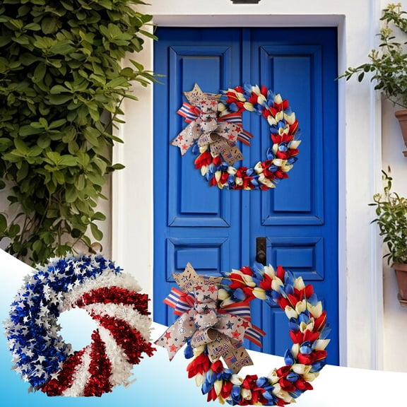 AZXY 4th of July Wreath,Patriotic Wreath,Independence Day Wreaths,Memorial Day Decorations