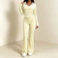 thumbnail image 4 of QSXADF 2 Piece Velour Tracksuit Womens Hoodie Sweatsuit Solid Long Sleeve Top And Pants Set Casual Sweatshirt Outfit Women Fall Winter Outfits, 4 of 6
