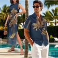 thumbnail image 4 of Yuyamidu His and Hers Matching Outfits Palm Tree Shirt Men Button Down Shirts Womens Hawaiian Dresses Men's Short Sleeve Shirt Summer Dresses for Women 2026 Maxi Loose Crew Neck Dress Men's 5XL, 4 of 7