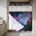 thumbnail image 4 of Cosmic Stars No Hook Shower Curtain with Snap in Liner Purple Pink Starry Sky Gradual Abstract Waterproof Bathroom Shower Curtain with See Through Top Window for Bathtub 72" x 78", 4 of 9
