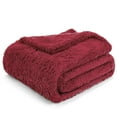 thumbnail image 2 of PAVILIA Sherpa Throw Blanket For Couch Sofa, Wine Red Fluffy Warm Plush Blanket for Bed, Cozy Super Soft Lightweight Throw, Fuzzy Decorative Blanket, All Season Home, 50x60, 2 of 9