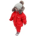 thumbnail image 4 of Dyfzdhu Kids Girls Boys Winter Thick Warm Hooded Down Coat Paraks Playsuit Pants Jumpsuit Snowsuit Set, 4 of 7
