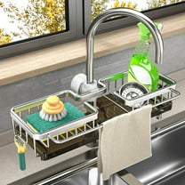 304 Stainless Steel Sponge Holder for Kitchen Sink, Kitchen Sink Organizer ,Sponges Soap Dispenserand Storage Essentials.