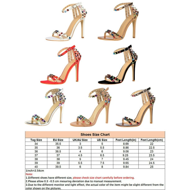 LUXUR Ladies High Heel Sandals Ankle Strap Dress Shoes Studded Strappy Sandal Very Heels Summer Silver 5