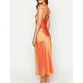 thumbnail image 3 of Vestido largo KOUNAI de verano de satén de seda y cuello en V sin espalda para mujer, 3 of 4