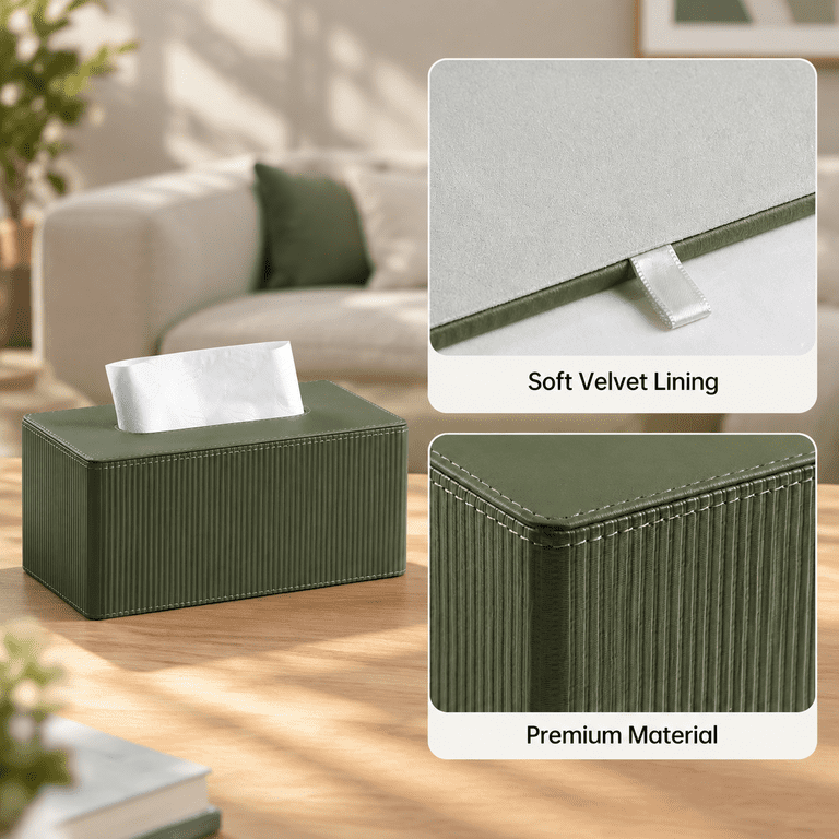 Pu Leather Tissue Box Cover Rectangle Holder Rectangular - Walmart.com