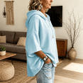 thumbnail image 2 of Lumtrix Women's Oversized 3/4 Sleeve Sweatshirt Loose Fit Drawstring Shirt Lightweight Casual Fall Outwear Sky Blue S, 2 of 5