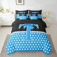 thumbnail image 2 of Castle Fairy Boys Girls Letter Monogrammed Bow T Bedding Comforter Set 7 Pieces,Geometric Polka Dots Full Bedding Set Lightweight,Dreamy Princess Fitted Sheet Flat Sheet,Super Cozy Room Decor, 2 of 8