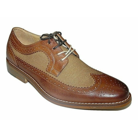 

Men s Shoes Bass Leather Wingtip Lace Clinton Tan 70-10182