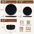 thumbnail image 3 of Vesteel Stoneware Dinnerware Sets for 2, 6 Pieces Ceramic Plates and Bowls Sets, Elegant Dishes with Rustic Terracotta Base, Dishwasher & Microwave Safe, Scratch Resistant, Matte Black, 3 of 9
