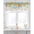 thumbnail image 2 of Orange Spring Floral Linen Curtain Valance for Bedroom/Bathroom/Kitchen/Living/Dining Room Window,Teal Green Summer Pastoral Botanical Rustic Rod Pocket Topper Decorative Cafe Drapes Panel 60x18, 2 of 6