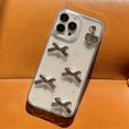 thumbnail image 3 of Funda con colgante de corazón de amor de Corea, carcasa transparente de epoxi, 3D, plata, Bowknot, Iphone 15, 14, 13, 12, 11 Pro, XS, Max, MiNi Plus, X, XR, Girl, 3 of 5