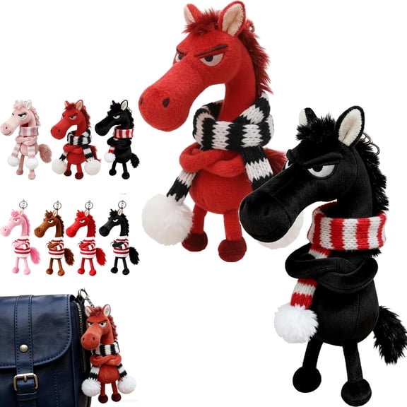 2026 Year of the Horse Lucky Mascot Plush Pendant, Soft Horse Keychain Ornament for New Year Good Luck Gift