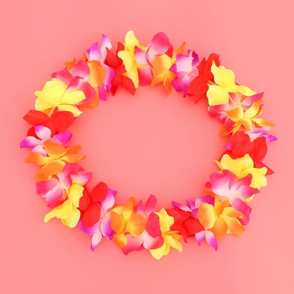 LABSERRON 4Pcs Hawaii Flower Garland Set Colorful Cloth Lightweight For Headband Necklace Luau Party Beach Gathering