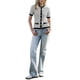 thumbnail image 2 of Cárdigan a rayas para mujer, suéter de punto de manga corta con botones, parte superior casual de cuello redondo XL a rayas en negro y blanco, 2 of 6