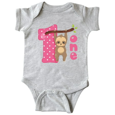 

Inktastic Pink Sloth 1st Birthday Gift Baby Girl Bodysuit