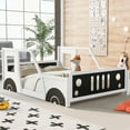 thumbnail image 4 of Full Size Classic Car Bed with Wheels - Sturdy Pine Wood | White, 4 of 13