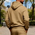 thumbnail image 6 of Men's Outdoor Cargo Full Zip Hoodie Jackets Drawstring Zipper Pockets Fleeced Casual Sweatshirt Camel L, 6 of 8