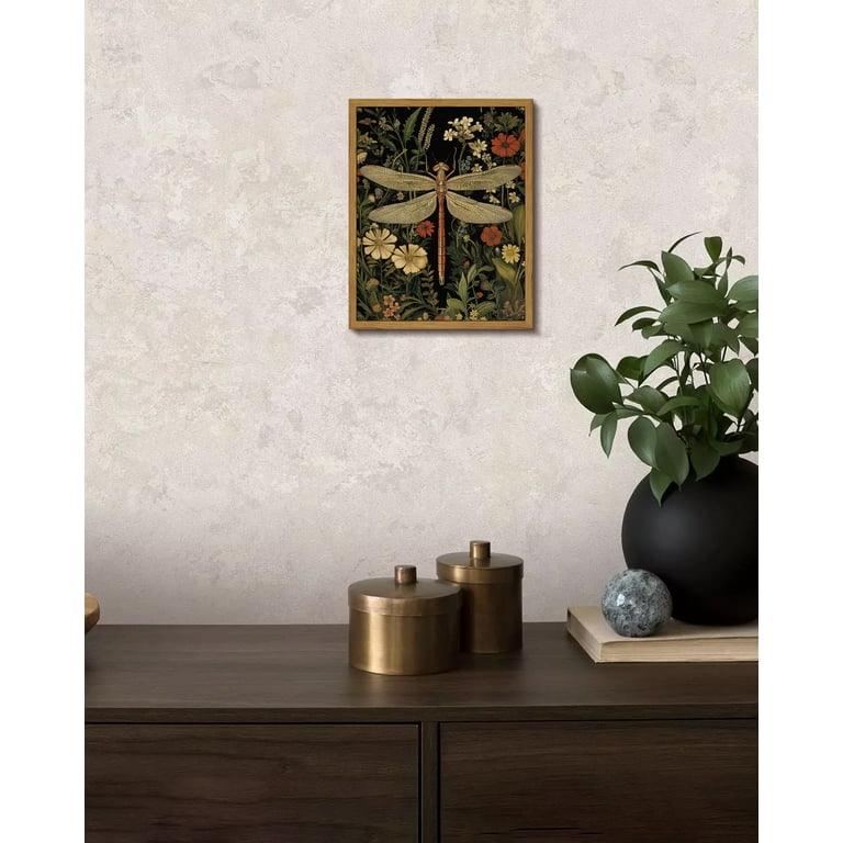 Drsoum Vintage Dragonflies and Flowers Framed Canvas Art photo 5