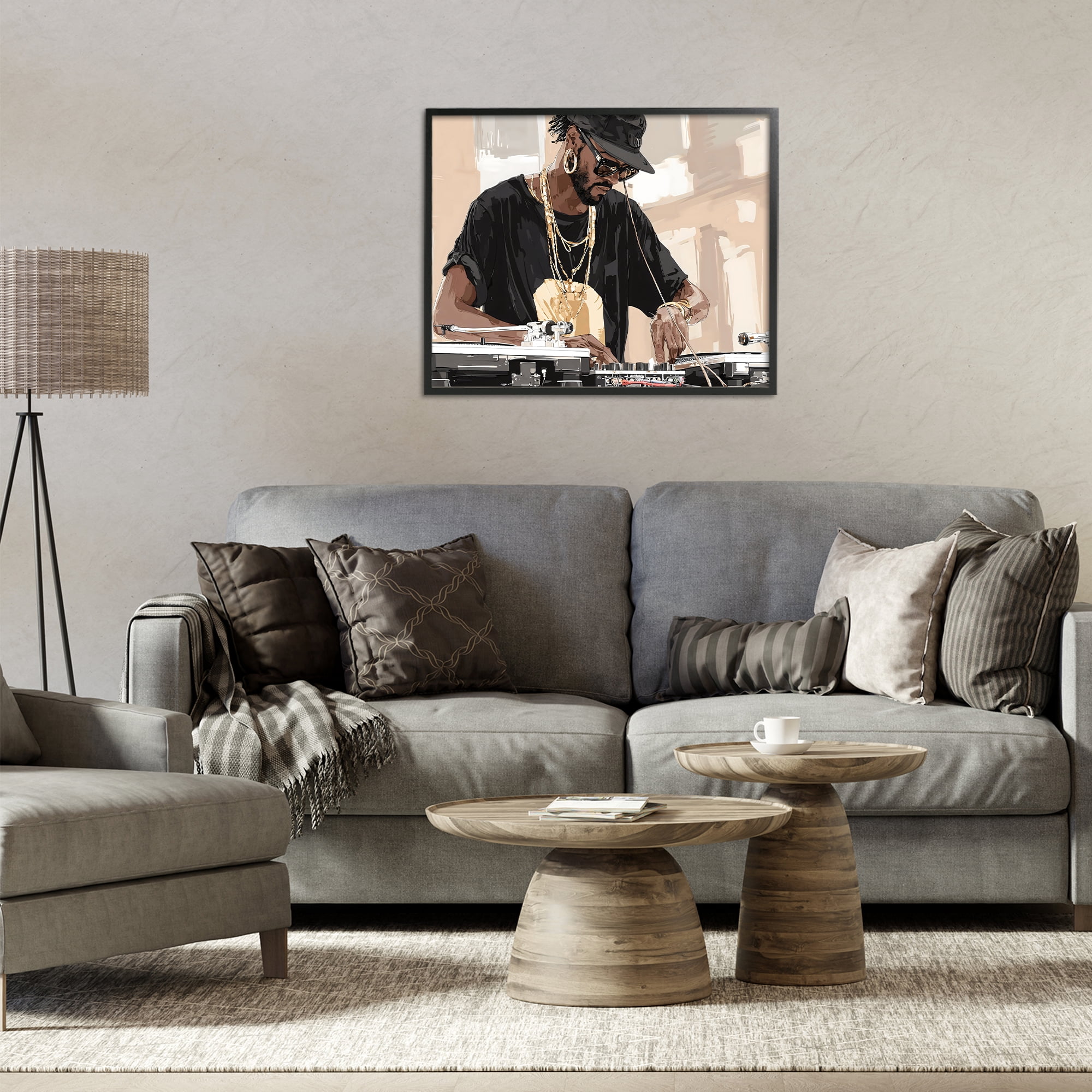 Stupell Industries Timeless DJ with Urban Rhythm Black Framed Giclee Art, design by Franklyn Gregory