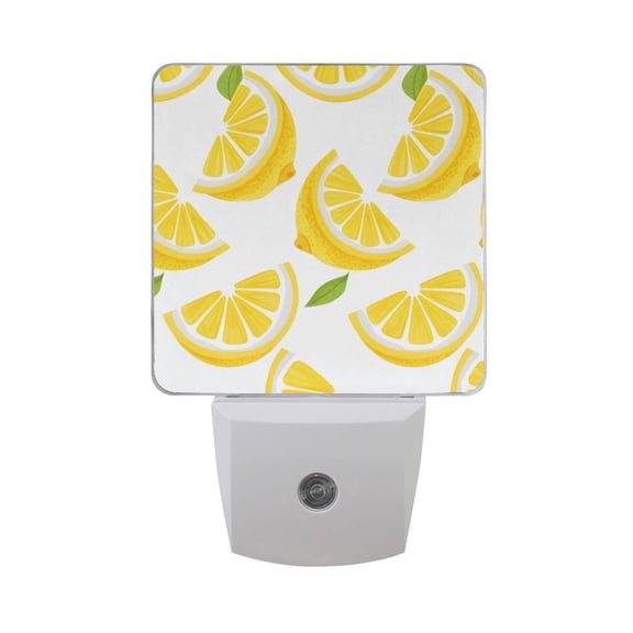 Lemon Slice and Leaf Night Light 2 Pack LED Nightlight Plug into Wall Dusk to Dawn Sensor Soft White