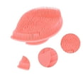 thumbnail image 3 of Unique Bargains  1 Pc Bath Brush Leaves Back Scrubber for Bathroom Shower 5.16"x3.54"x2.01" Pink, 3 of 6