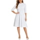 thumbnail image 2 of Vestido Vintage de Mujer INSPIRE CHIC con Mangas 3/4 y Cuello Alto, Vestido A-Line de Oficina, Talla S, Color Blanco, 2 of 6