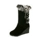 thumbnail image 2 of Zapatos de mujer Invierno Cálido Moda informal Color sólido Punta redonda Media pantorrilla Cinturón de felpa Hebilla Botas de tacón de cuña Wmkox8yii sa2961, 2 of 6