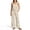 Beige Cloud, variant on Crane Cherry Blossom Temple Print 2 Piece Outfit Sets for Women Cotton Linen Summer Crop Tank Top and Long Pants Lounge Sets Tracksuit Matching Set Resort Wear, Size M