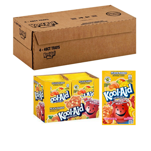 Kraft Kool-Aid Peach Mango Beverage Caffeine Free, Unsweetened BULK WHOLESALE 192 PACKETS 4 BOX CASE