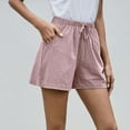 thumbnail image 3 of JINMGG Shorts for Women Clearance $5 Women Solid High Waist Cotton and Linen Shorts Pants Casual Beach Shorts Pink XL, 3 of 8
